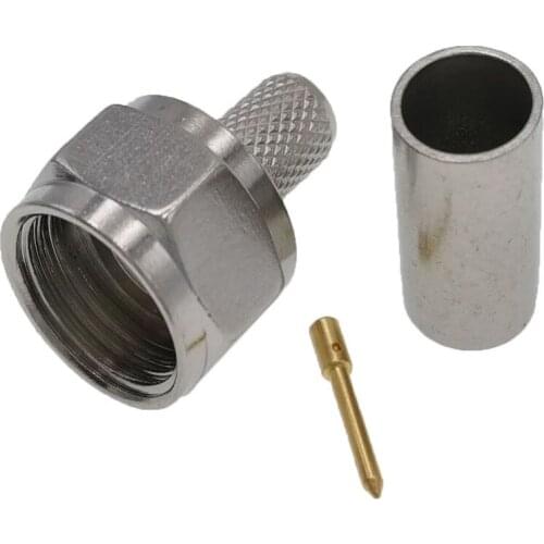 100pcs F Male Plug Straight Crimp RG58 LMR195 RG142 RG400 RF Connector