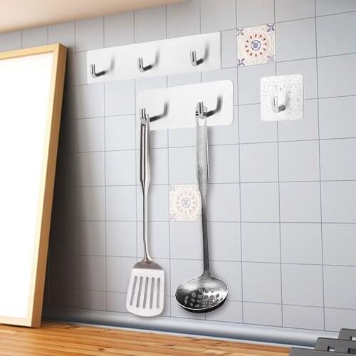 Stainless Steel Self Adhesive Wall Door Hook Heavy Duty Keys Coat Holder Hook Hanger Towel Hooks for Hanging Waterproof Hooks