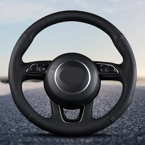 DIY Black Faux Leather Car Steering Wheel Cover For Audi A4L A3 A6L Q5L Q3 A5 Q7 A1 A5 A7Non-slip, breathable and wear-resistant