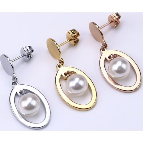 Gothic Pearls Round Earring Stud Earrings Women Tragus Piercing Drop Earrigns Stainless Steel Earrings 2021 Trendy