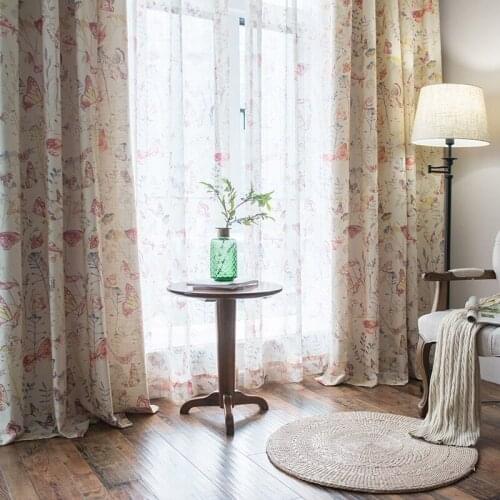Modern Curtains for Living Dining Room Bedroom Simple Thickened Cotton Slub Printed Cloth Curtains Tulle Product Customization