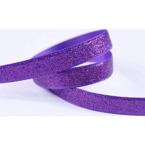 T.R RIBBON 3/8'' 9mm solid color full glitter grosgrain polyester sparkle sprayed ribbon Gift Wrap 465 purple 10yards