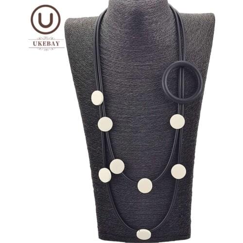 UKEBAY New Choker Necklaces For Women Wood Jewelry Rubber Chain Wedding Party Accessories Handmade Necklace Wooden Jewellery