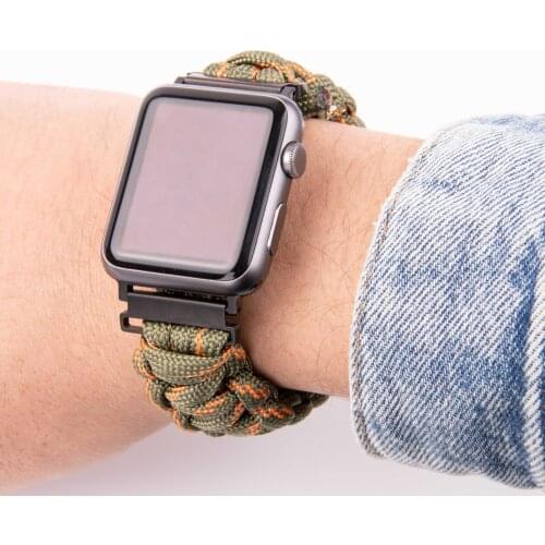 Outdoor Nylon Survival Whistle Watch Band Strap for Apple Watch Band 6 5 4 3 2 1 SE Nylon 44mm 40mm 42mm 38 Bracelet for iWatch