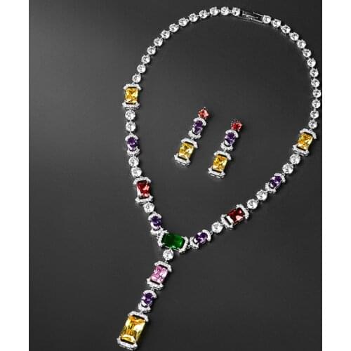 Zlxgirl jewelry high quality cubic zircon wedding necklace with earring jewelry sets womens nice bridal bijoux sets free ship