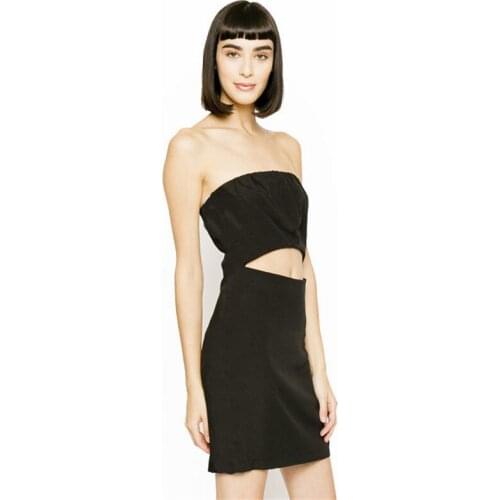 Womens Sports Dress Style Tube Top Waist Cut Fuorescent Cotton Navel Black Stitching Wrap Chest