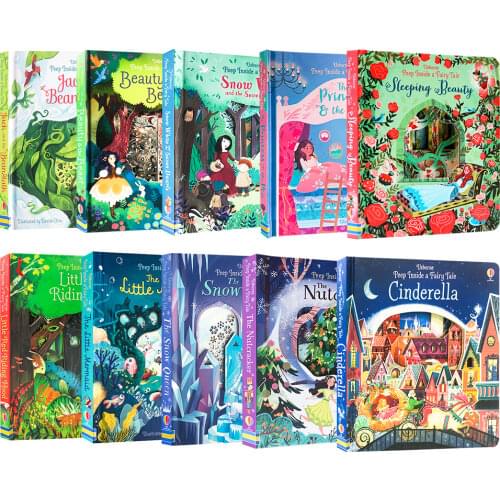 10 Books/set Usborne Books Peep Inside Classic Fairy Tale English Educational 3D Flap Picture Story Reading Book Children Baby