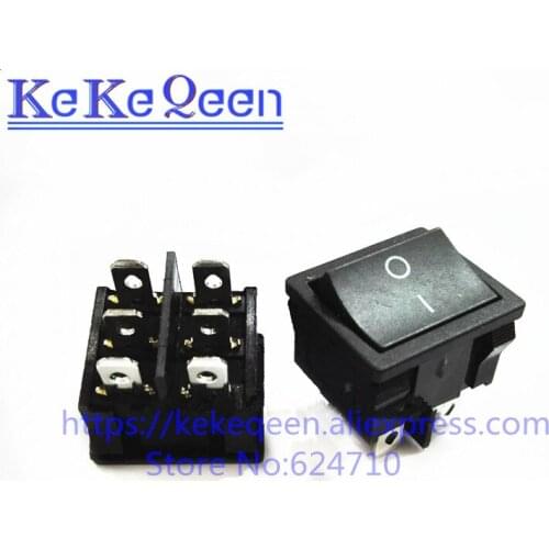 10PCS/LOT Black Push Button Switch 21*24mm 21x24mm 21*24 6A250V/10A125V KCD5 Copper 6Pin 2 Position On/Off Rocker Switch