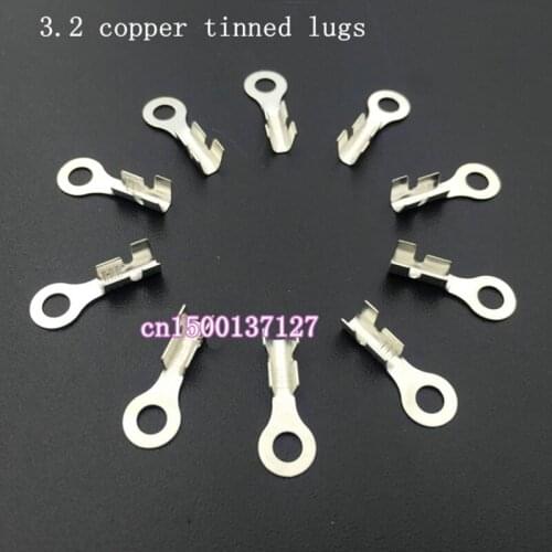 100pcs 3.2 round lugs cold junction terminal copper opening nose O round bare end