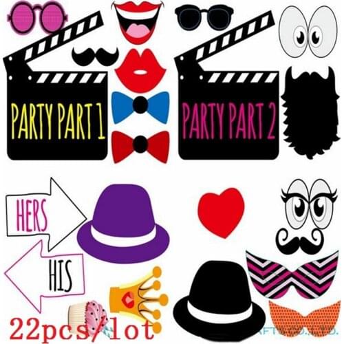 Photo Booth Props Party Wedding Decorations 22PCS the film Supplies Mask Mustache for Fun Favor photobooth brithday party favors