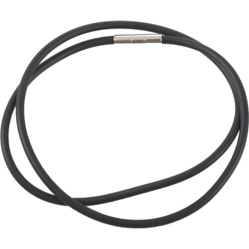 3mm Black Rubber Cord Necklace with Stainless Steel Closure - 18 Inch