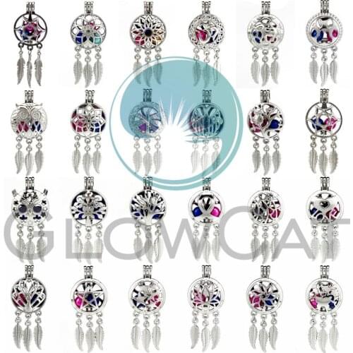 24styles Indian Dream Catcher Pearl Locket Cage Charms Making Perfume Essential Oil Living Locket Women Necklaces Jewelry Diy