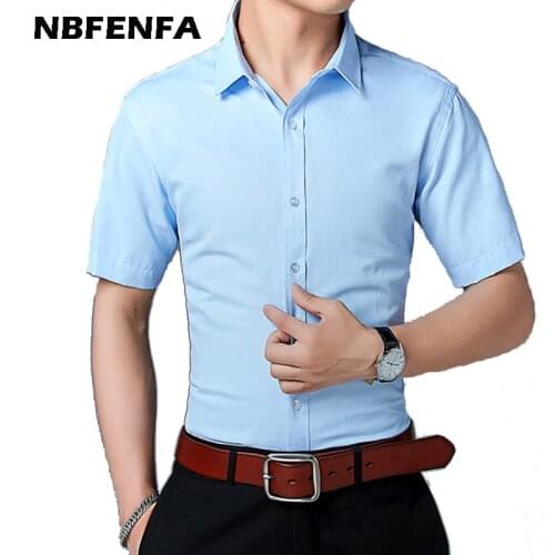 7XL Men Summer Shirts Short Sleeve Male Solid Business Shirt Fashion Street Wear Slim Fit Plus Size Shirts Men Clothing LX074