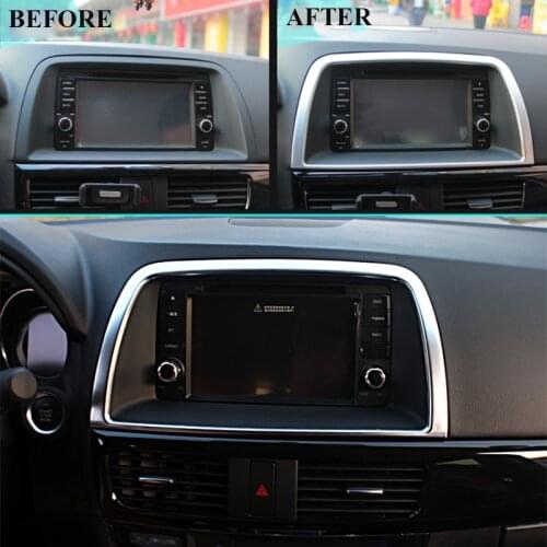 Abaiwai Abs Chrome Interior DASHBOARD CENTER CONTROL SCREEN COVER TRIM FRAME For Mazda CX-5 CX5 2012 2013 2014 2015 Car Styling