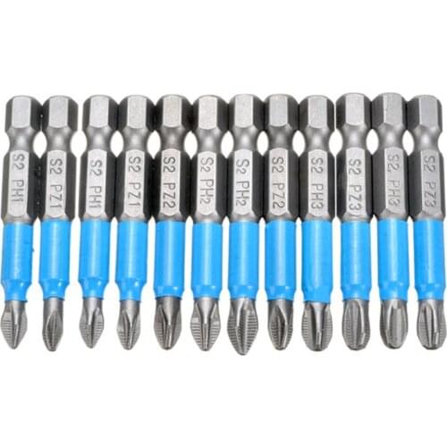 M89B Screwdriver Bit 12 Pcs/Set S2 50mm Drill Screwdriver Bit Hex Magnetic Anti Slip Electric Screwdriver Bits Power Tool