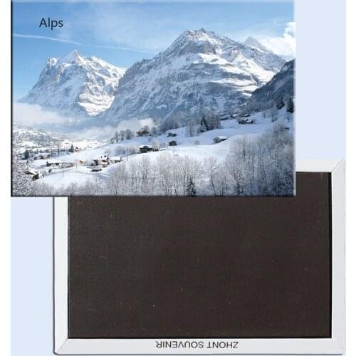 Decoration Gift Photo Magnets SOUVEMAG Home Decor Stickers European Alps Mountain Snow-covered Landscape Fridge Magnet 5360