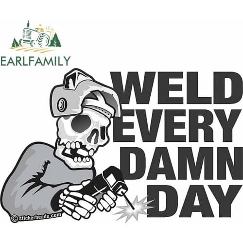 EARLFAMILY 13cm x 8.3cm For Skull WELDER Fine Decal Waterproof Car Stickers 3D Graffiti Sticker Surfboard Vinyl Material Decor