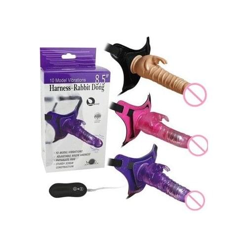 Lesbian Strapon Dildo Vibrator,10 Model Vibrations Dildo Jelly G-Spot Clitoral Rabbit Vibrators Nylon Harness Realistic Sex Toy