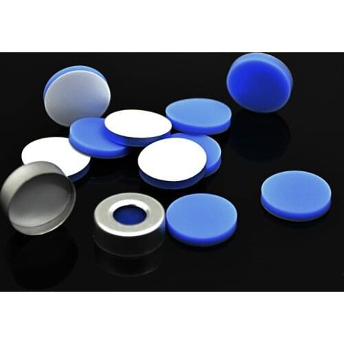 Hdspc Al crmp cap PTFE/Si sep 20mm Aluminum Cap With Septa 3mm Thick For 10ml/ 20ml Jaw Chromatography Vial 100/pk