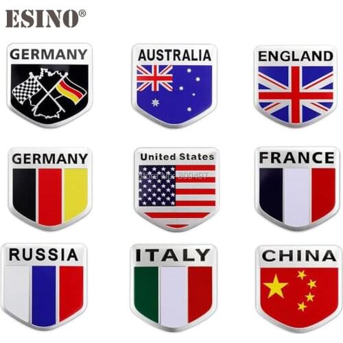 Cool Fashion Car Styling New National Flag Set 3D Metal Chrome Aluminium Alloy 3D Emblem Badge Sticker Decal Auto Accessory
