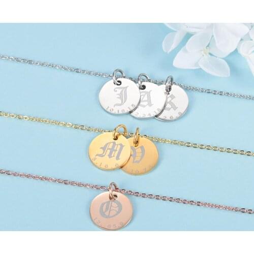 Old English Hot Sale Wholesale Women Girl Gold Initial 26 Letters Necklace Long Charm Personal Necklace Pendants Stainless Steel