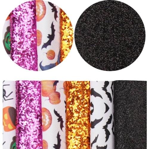 6pcs/set Faux Leather Sheets New Halloween Shiny Synthetic Leather for DIY Hair bow Shoes Bag Crafts Fabric Handmade Materials