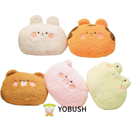 Kawaii Stuffed Animals Bunny Tiger Bear Pig Frog Pillow Soft Plush Cartoon Doll Single Shoulder Bag Pendant Decorate Gift