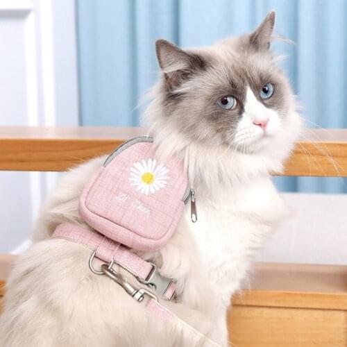 Cute Canvas Pet Backpack For Dogs Cat Backpack With Harness Leash For Small Dog Multifunction School Bag Cute Pets Supplies