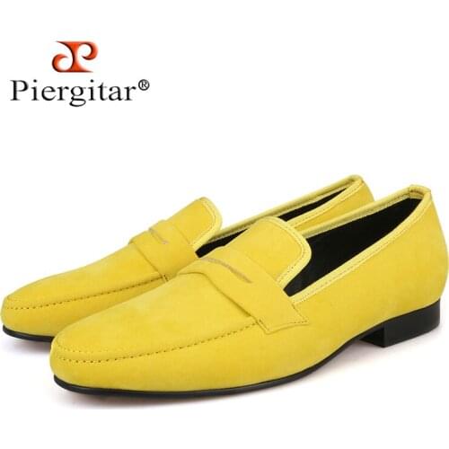 Piergitar 2019 British style Handmade Men Velvet Casual Shoes Men Penny Loafers Party and Banquet Males Flats Plus Size