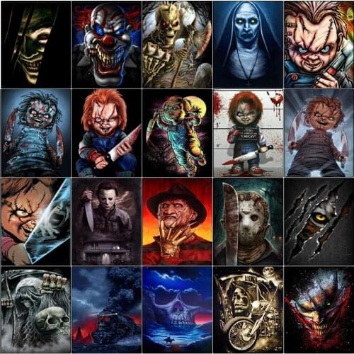 Dirll drawing full square 5d diamond painting kit set Horror zombie skeleton grim reaper killer complet embroidery Cross stitch
