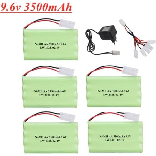 9.6V 3500mAh NI-MH battery for RC toys Car Tanks Trains Robot Boat Gun tools 9.6v 3000mah mimh battery charger 5in1 Cable set