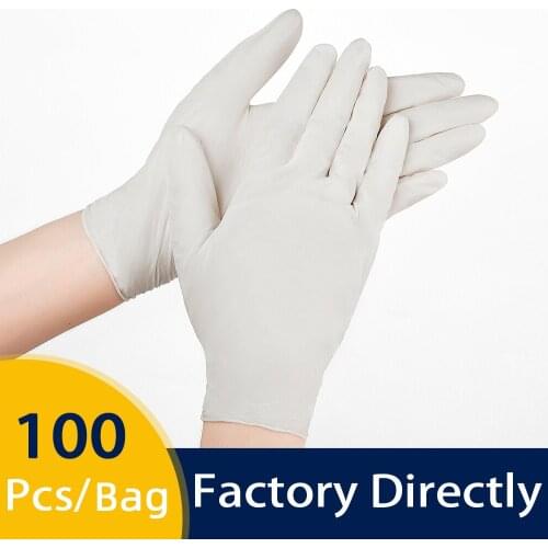 Nitrile Gloves White 100pcs/Box Disposable Working Glove Household Garden Cleaning Washing Safety Synthetic Nitrile Gloves