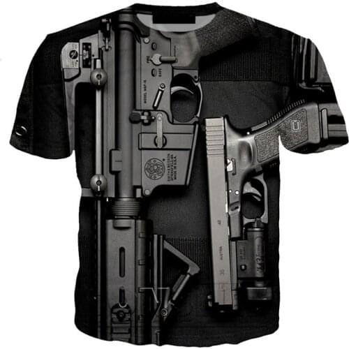 New Summer 3D Gun T Shirts Funny 3d Printed Streetwear Beretta Gun tshirt Fashion Casual Short Sleeve Punk Gun 3d T shirts