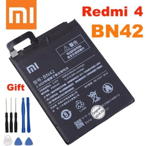 Original XIAOMI BN42 Phone Battery For Xiaomi Redmi 4 Hongmi4 Redrice Standard Edition Authentic Phone Batteries 4000mAh