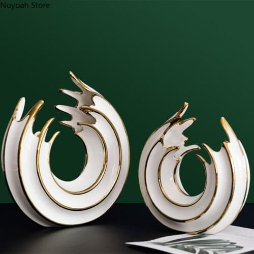 Platinum Ceramic Round Vase Desktop Flower Arrangement Irregular Vase Living Room Bedroom Furnishing Home Decoration Accessories