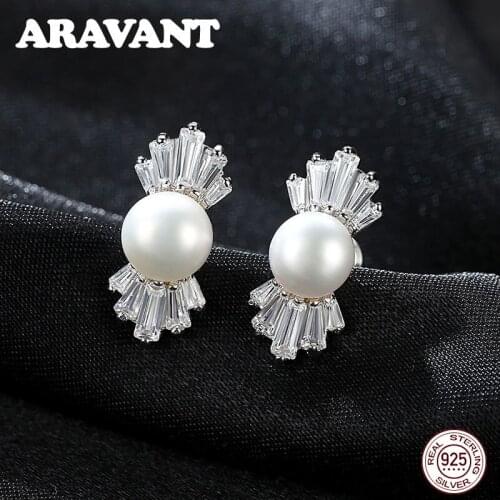 Authentic 925 Sterling Silver Crystal Candy Ice Out Stud Earrings For Women Sterling Silver Fashion Jewelry