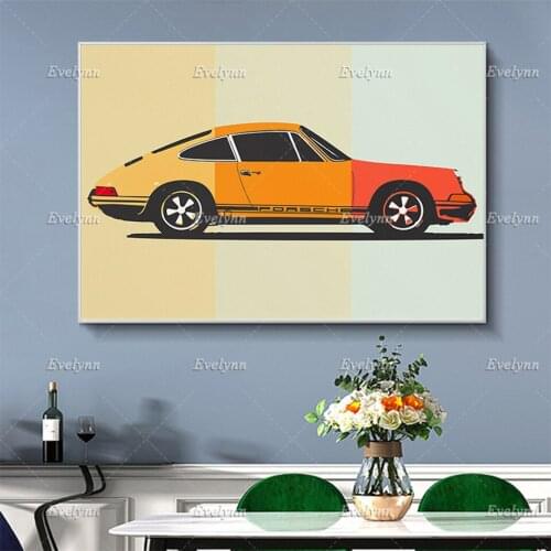 Porsche 911 Poster Andy Warhol style Classic Car Carrera Turbo Water Cooled Wall Art Prints Home Decor Canvas Floating Frame