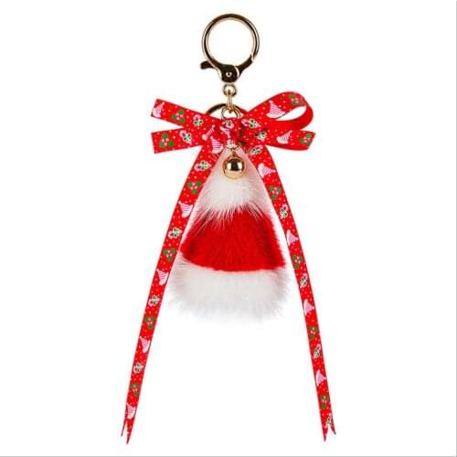 Christmas Pendants for Jewelry Xmas Bag Charms Real Mink Fur Mini Hats Shape BackPack Hanging