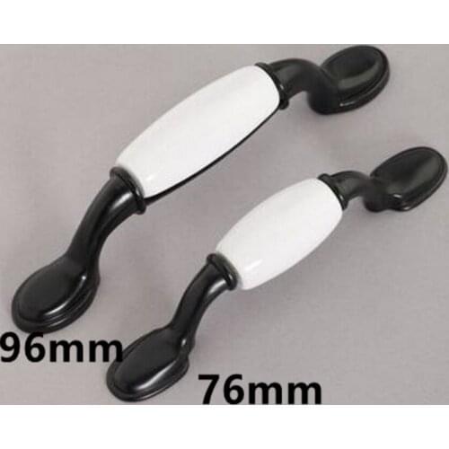 76mm 96mm drawer pull knob handle white ceramic kitchen cabinet handle knobs black dresser modern furniture handles pulls 3"