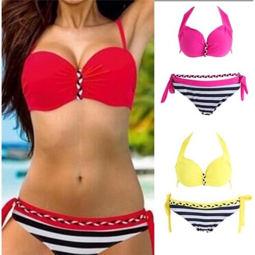 Sexy Bikini Women Swimsuit Swimwear Push Up Plaid Bathing Suit Summer Beachwear