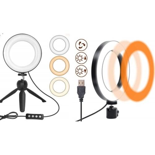 Selfie Ring Light with Camera Photo Tripod Mini Led Camera Ringlight for YouTube Video/Photography/For iPhone Xs Max XR Android