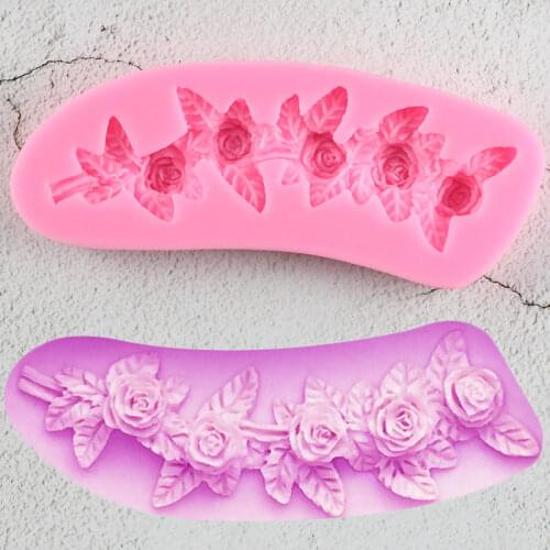 Rose Flower Leaves Silicone Molds Cake Decorating Tools Relief Tree Branches Cupcake Topper Fondant Mold Chocolate Candy Moulds