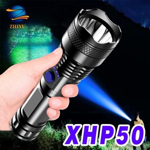 Super XHP50.2 Powerful Led Flashlight 18650 Rechargeable Tactical Flashlight Usb Flash Light Torch Lantern Best Camping, Outdoor