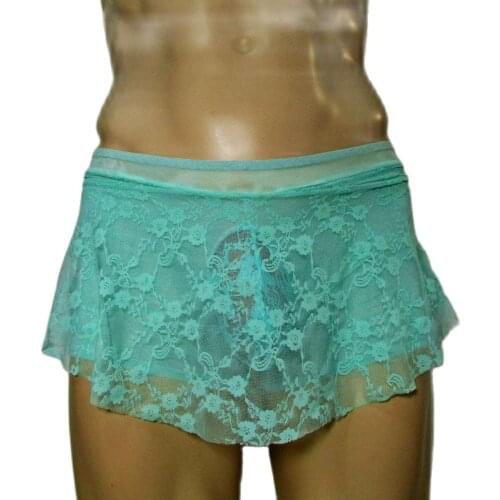 CC Sissy Skirt Panties Transparent Lace Men Thong Gay Underwear Sexy Erotic Homens Briefs Lacy Knicker Pouch Tanga Hombre