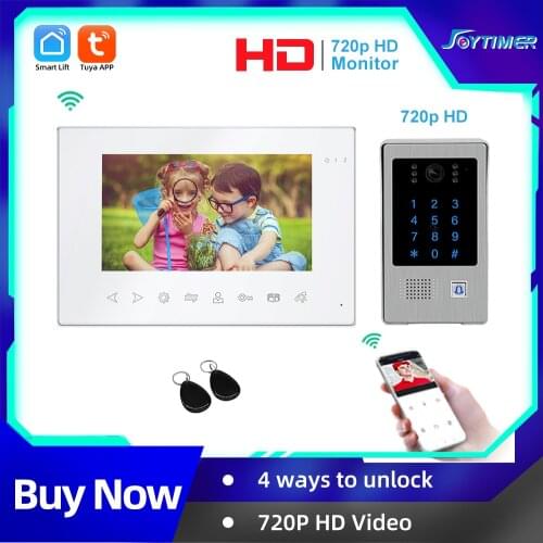 Joytimer 1080P Video Intercom Tuya Smart Video Door Phone Code Keypad/RFID Card/APP Unlock Motion Detection Access Control Kits