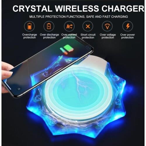 High Quality K10 Crystal Wireless Charger Mobile Phone Wireless Charging Base Fast Charging For Apple Android Phone