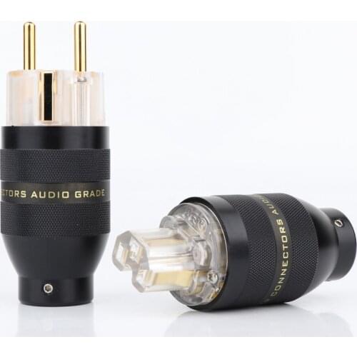 Yter Pair Hi End Audio Gold Plated EU Power Plug Connector+IEC Female Plug