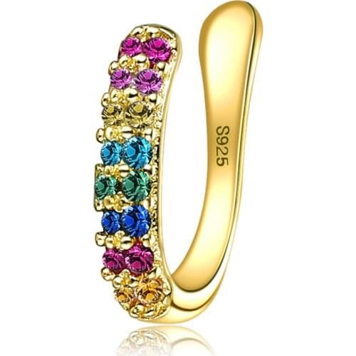 SILVERHOO 925 Sterling Silver Earring For Women Fine Jewelry High Quality Four-Color Zirconia Lady Earrings Best Selling Gift