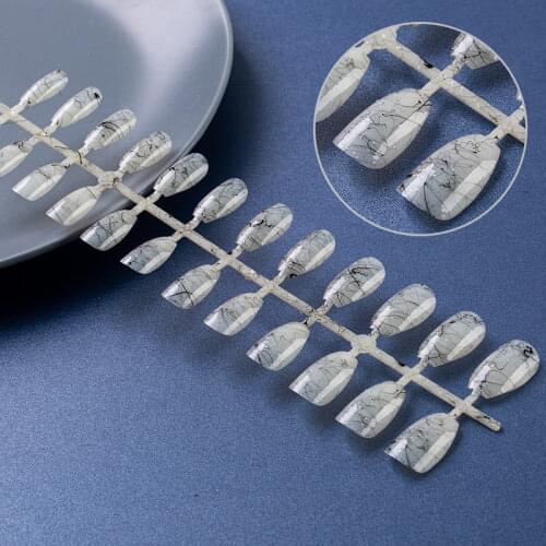 1 Sheet 24tips Short Ballerina Press on Nail Tips Profession Line Design Nail Art Salon Full Cover Nail Tools Wholesale