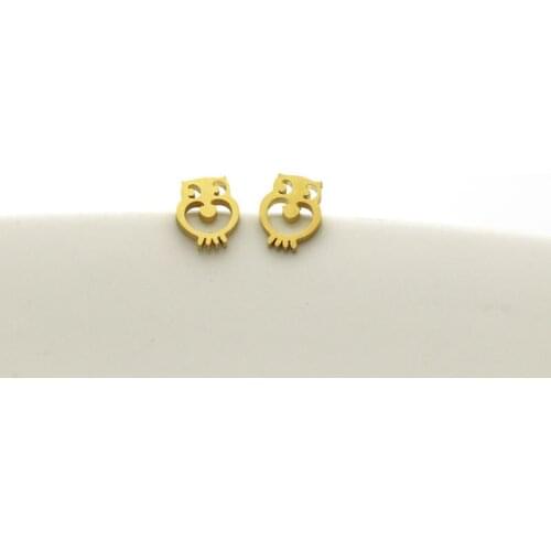 1 pair/cute owl earrings, stainless steel golden nighthawk animal earrings, good luck